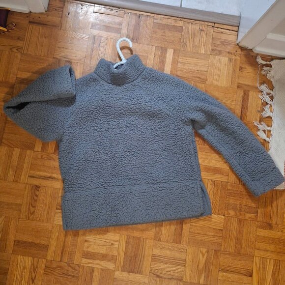 Gap Gray Sherpa Fleece Mock Neck Pullover - Women's Size XXS (XXS Petite) - Picture 3 of 5